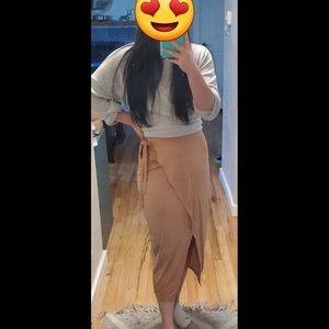 Forever 21 Beige Midi Wrap Skirt (M)
